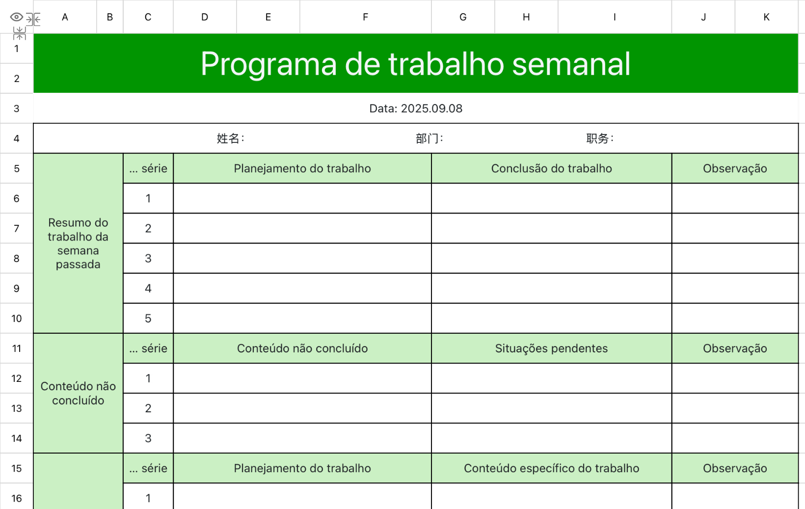 Programa Geral Semanal de Trabalho